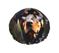 Rottweiler - Gorro de ducha suave con estampado de papel pintado para mujeres y hombres, gorro reutilizable ligero y gorro de baño