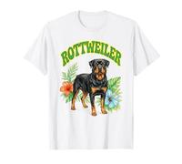 Rottweiler Groovy Floral Acuarela Rottweiler Perro Amante Camiseta