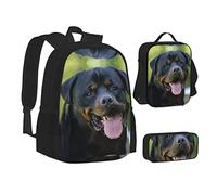 Rottweiler - Juego de mochila escolar para papel pintado, bolsa de almuerzo, estuche para lápices, mochilas escolares para adolescentes y niños, color, 5.0cm*10.5cm*20.5cm, Estuche para lápices
