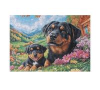 Rottweiler Lindo Puzzle 300 Piezas Colorido Cartón Animal Pet Doll Rompecabezas Familiar para Toda La Familia Juguete Educativo 3D Maquetas Construir 300 PCS