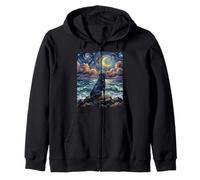 Rottweiler Noche Estrellada Perro en la Playa Obra de Arte Sudadera con Capucha