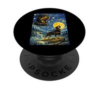 Rottweiler Noche Estrellada Van Gogh Lindo Perro Aullando Rottie PopSockets PopGrip Adhesivo