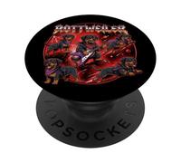 Rottweiler Perro 80s Rock Music Rockstar Ilustración PopSockets PopGrip Adhesivo