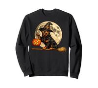 Rottweiler Rottie Sombrero de Bruja Jack O Lantern Moon Escoba Sudadera