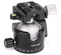 Rótula esférica de Perfil bajo ARTCISE, Cabeza de trípode de Metal panorámico de 360 ° de 46 mm con Placa de liberación rápida Arca 1/4 "para Control Deslizante de trípode DSLR, Carga máxima: 20 kg