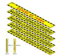 Rotulacion Suelo Distancia Seguridad y Turno. Pegatinas Señalizacion. 5 Unidades Rectangulares, 10 x 100 cm