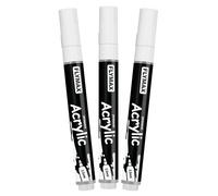 Rotulador Acrilico Blanco 2,5 mm - Marcador Permanente Pintura Acrílica Blanco, Indeleble, Punta fina, Impermeables, De secado rápido (Paquete de 3)