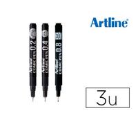 Rotulador artline comic pen calibrado micrometrico negro bolsa de 3 uds 0,2 0,4 0,8 mm