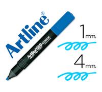 Rotulador artline fluorescente ek-660 azul punta biselada