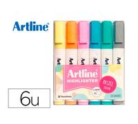 Rotulador artline fluorescente ek-660 colores pastel bolsa de 6 unidades colores surtidos