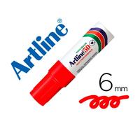 Rotulador artline marcador permanente ek-50 rojo -punta biselada 6 mm -papel metal y cristal