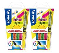 Pilot - Rotuladores fluorescentes FriXion Light 4136S6, 12 unidades, color rosa, amarillo, verde, azul, morado y naranja (12 unidades, varios colores)