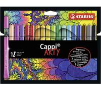 Rotulador con sujeción triangular STABILO Cappi - Estuche ARTY con 18 colores. Incluye anilla para tener todos los tapones juntos.