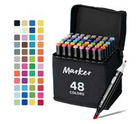 Rotulador de 48 Colores, Rotulador Doble Punta Secado Rápido, Juego de Rotuladores Alcohol Permanent con Bolsa de Almacenamiento para Bocetos, Cómics, Colorear, Ilustrar, Esbozar
