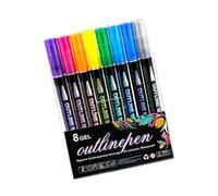 Rotulador de gel suave Flowi de doble línea para dibujar, escribir en múltiples superficies, herramientas de arte resistentes al color, marcadores de borde metálico