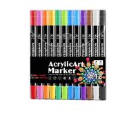 Rotulador de pintura acrílica con doble punta, herramientas de dibujo multisuperficie, artículos de arte de pintura rupestre, lápices decorativos para lienzo, cerámica, madera, piedra, creativos