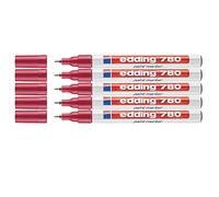 edding 780 marcador de tinta opaca brillante - rojo - 1 rotulador - punta extrafina 0,8 mm - rotulador brillante efecto lacado para vidrio, piedras, madera, plástico, papel - color permanente