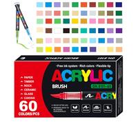Rotulador de pintura con punta de pincel, rotuladores acrílicos para artistas, suministros de pintura y dibujo, marcadores de tinta de alto pigmento adecuados para papel y vidrio, bolígrafos acrílicos