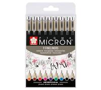SAKURA Pigma Micron 05 Rotuladores de punta de fieltro Juego de 9 colores | Tinta resistente al agua, tamaño 05 (0,45 mm) | Rotuladores para escribir, dibujar y escribir diarios