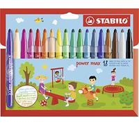 Rotulador de punta gruesa STABILO power max - Estuche con 18 colores