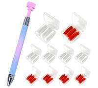 Rotulador de punteado giratorio rosa y azul con 10 cajas de cera recargable, juego de herramientas de arte de diamante autoadhesivo, 4.84 x 0.4 pulgadas / 12.3 x 1 cm para arte de uñas, diamantes de