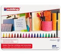Rotulador edding punta fibra 1200 caja metalica 20 unidades colores surtidos punta redonda 0,5 mm