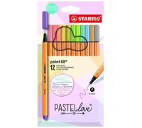 Rotulador punta fina STABILO point 88 Pastellove Collection - Estuche con 12 colores pastel