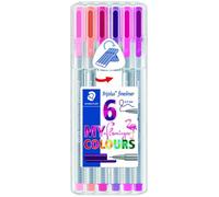 Rotulador Fibra Staedtler 334 Triplus Fineliner Flamingo Estuche De 6 (Violeta, Magenta, Carmin Claro, Rojo Burdeos, Salmon, Violeta Oscuro)