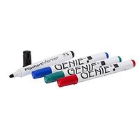 Rotulador Genie 40042 (colores surtidos, con punta redonda, ideal para libretas y pizarras de hojas, de 1 a 3 mm, incluye 4 unidades: 1 negro, 1 azul, 1 verde y 1 rojo).