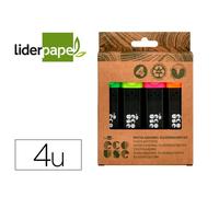 Rotulador Liderpapel Ecouse Fluorescente Fabricado Con 68% Plastico Reciclado Caja De 4 Unidades Colores Surtidos