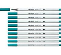 Rotulador premium con punta de pincel STABILO Pen 68 brush - Caja con 10 unidades color azul turquesa