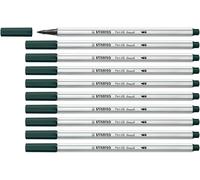 Rotulador premium con punta de pincel STABILO Pen 68 brush - Caja con 10 unidades color verde tierra
