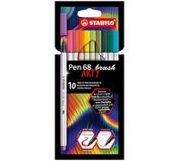 Rotulador premium con punta de pincel STABILO Pen 68 brush - Estuche ARTY con 10 colores