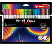 Rotulador premium con punta de pincel STABILO Pen 68 brush - Estuche ARTY con 30 colores