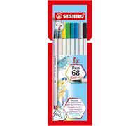 Rotulador premium con punta de pincel STABILO Pen 68 brush - Estuche con 8 colores
