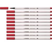 Rotulador premium punta de pincel STABILO Pen 68 Brush - Caja con 10 unidades color rojo oscuro