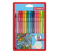 Rotulador premium STABILO Pen 68 - Estuche con 15 colores (5 neón) 15 unidad (Pa
