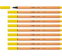 Rotulador punta fina STABILO point 88 - Caja con 10 unidades color amarillo limón