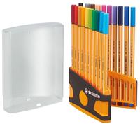 Rotulador punta fina STABILO point 88 - Estuche ColorParade naranja con 20 colores