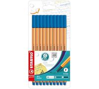 Rotulador punta fina STABILO point 88 - Estuche con 10 unidades - Color azul