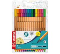 Rotulador punta fina STABILO point 88 - Estuche con 15 colores (neón)