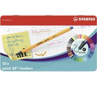 Rotulador punta fina STABILO point 88 - Estuche de metal con 50 colores 50 unida