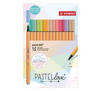 Rotulador punta fina STABILO point 88 - Estuche PASTELlove con 15 colores
