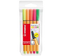 Rotulador punta fina STABILO point 88 mini - Estuche con 5 colores neón