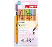 Rotulador punta fina STABILO point 88 Pastellove Collection - Estuche con 12 colores pastel