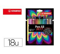 Rotulador Stabilo Acuarelable Pen 68 Estuche Carton De 18 Unidades Colores Surtidos