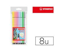 Rotulador Stabilo Acuarelable Pen 68 Estuche De 8 Colores Surtidos Pastel