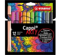 Rotulador STABILO Cappi - Estuche ARTY con 12 colores - Con anilla para no perder los tapones