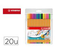 Rotulador Stabilo Punta De Fibra Point 88 Estuche De 15 Unidades Colores Surtidos + 5 Colores Neon