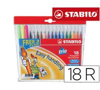 STABILO Rotulador escolar Trio AZ - Estuche de 18 colores